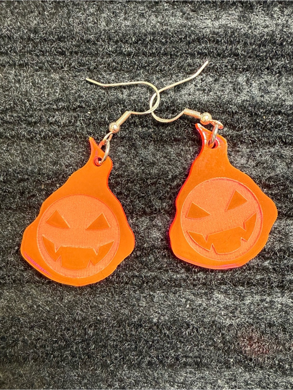 925 sterling liver women’s Halloween Pumpkin Dangle Earrings - Orange